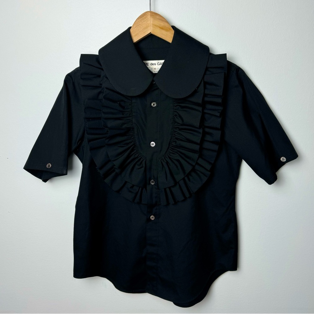 Comme Des Garçons Black Button-Up Shirt with Chest Frills, XS